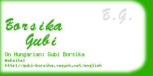 borsika gubi business card